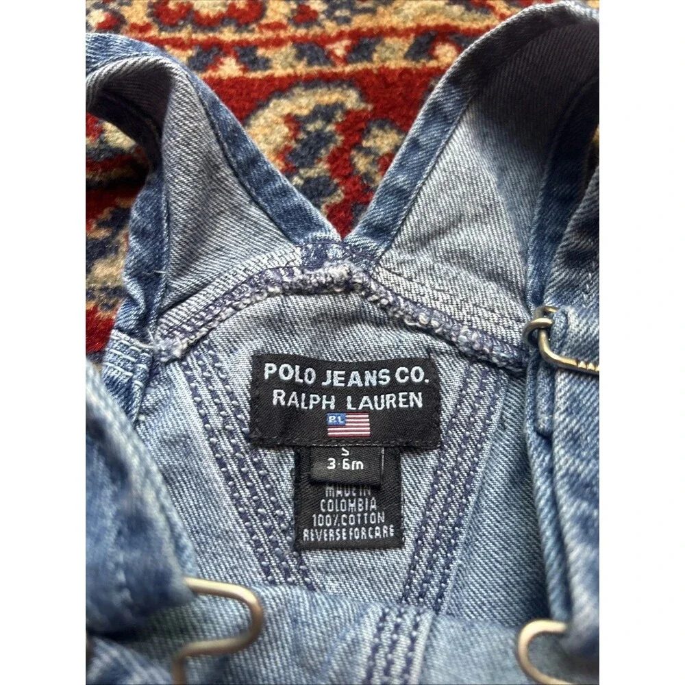 Polo Jeans Co Ralph Lauren 3-6 Months Overalls Denim American Flag